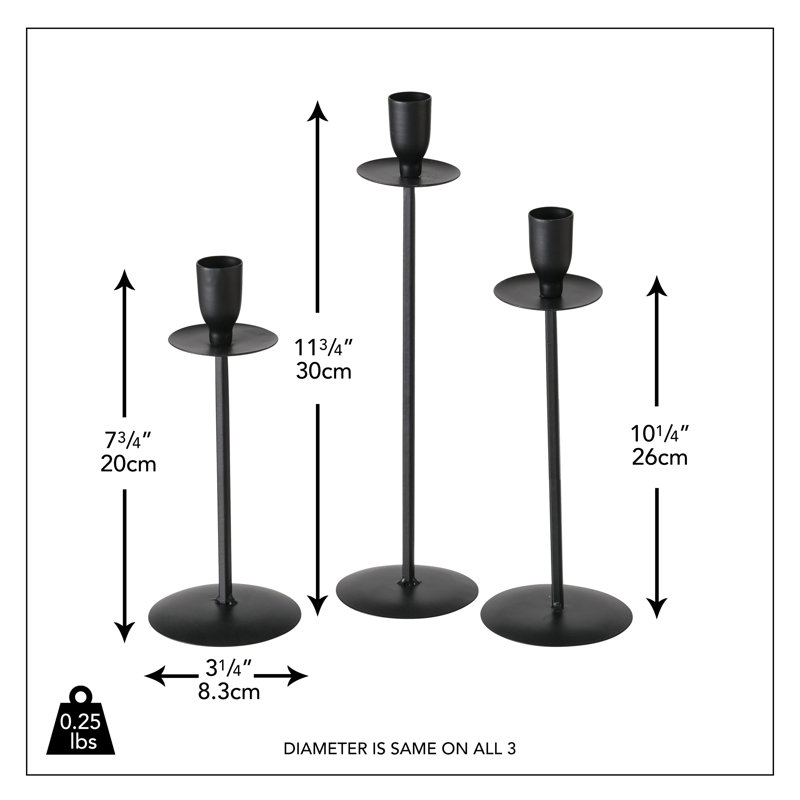 Porte-bougie tulipe noir, 11,75