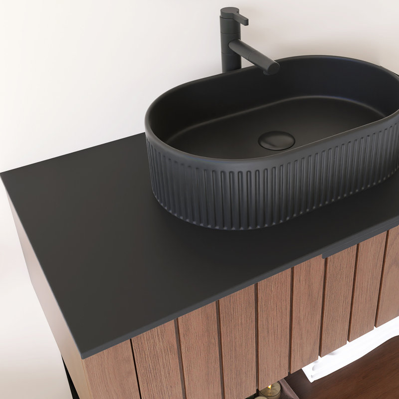 Meuble-lavabo sur pied simple 36 po avec comptoir en pierre frittée