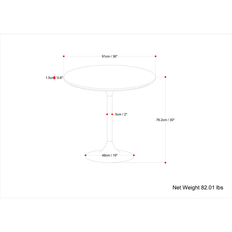 Osborne 36" Round White Marble Dining Table with Copper Base