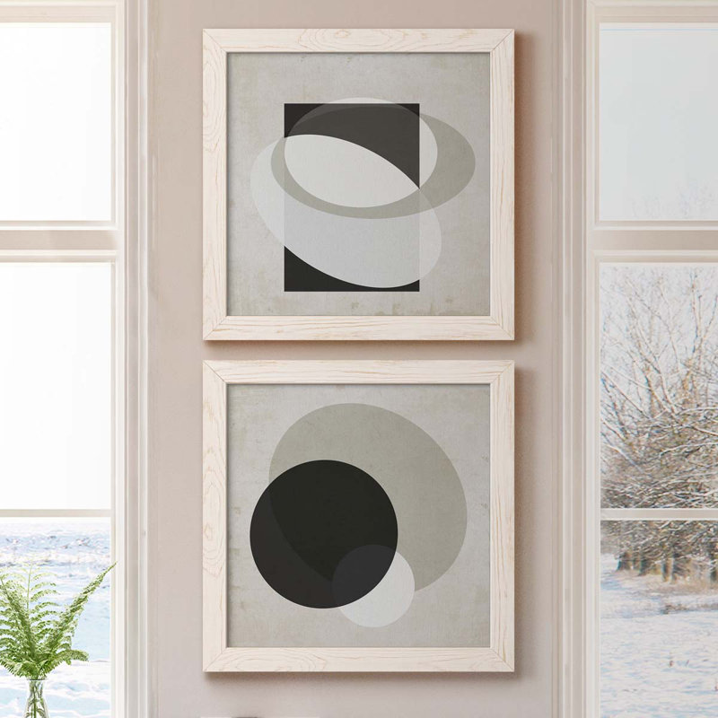 Moderniste Neutre III, ensemble de 2 reproductions d'art sur toile encadrées, H 20 po x l 40 po x P 1,5 po