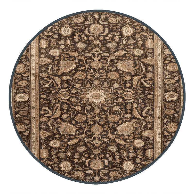 Tapis brun lavable à la machine, Rond 8 pi
