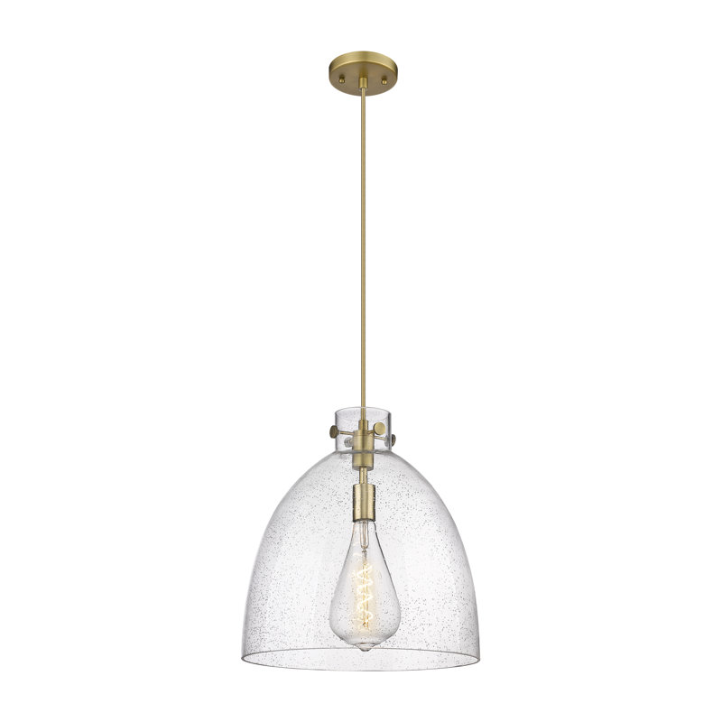 Luminaire suspendu à 1 lumière Badgett, Laiton brossé, Grainé, H 16 po x l 14 po x P 14 po