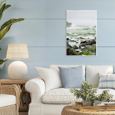 Plaque murale Coastal Waves & Rocks Impression, design par Brook Page