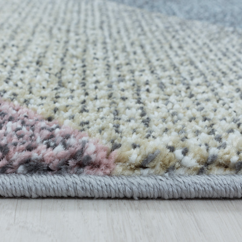 Ilminster Flatweave Blue/Yellow Rug, Round 120cm