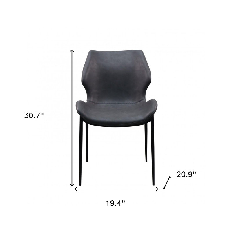 Ensemble de deux chaises d'appoint à oreilles rembourrées en similicuir gris et noir