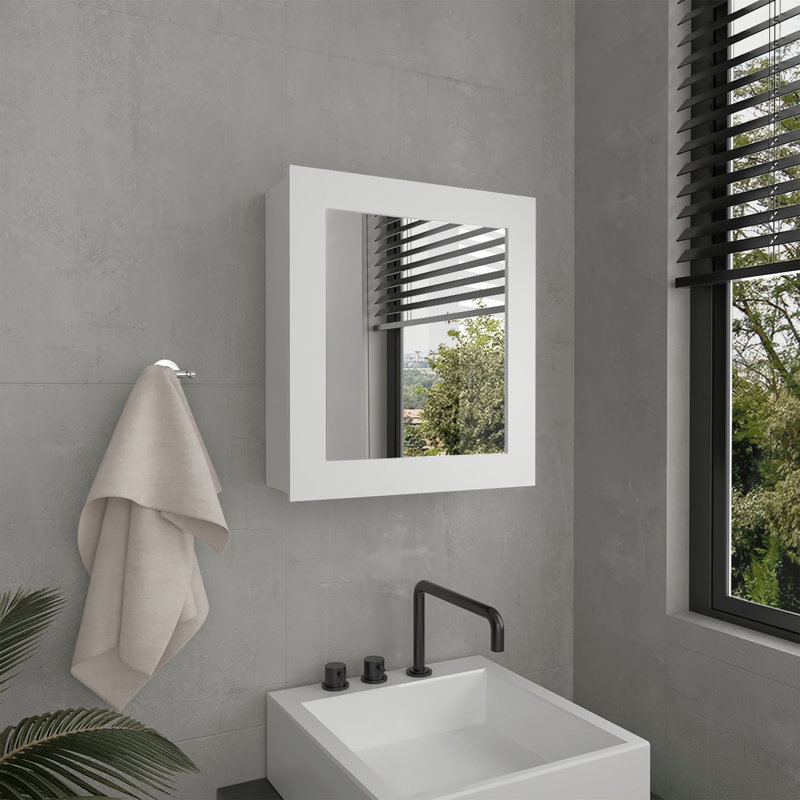Armoire à pharmacie avec porte-miroir 20,5 po de hauteur avec deux tablettes intérieures pour la salle de bain, la cuisine et le vestibule Luma