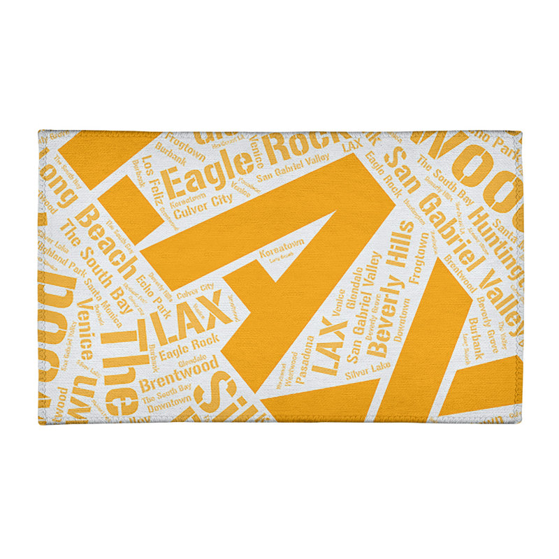 Tapis de la surface orange à tissage plat rand cites city barhood districts, Rectangle 3 pi x 5 pi