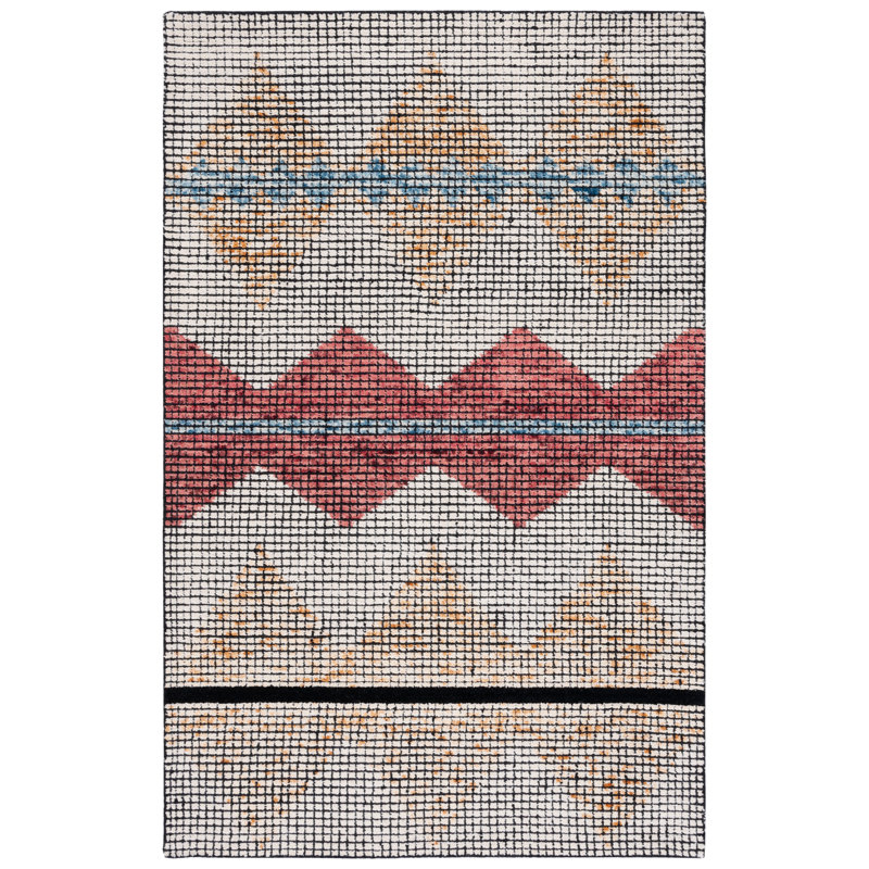 Ivory and Gold Abstract Hand-Tufted Wool Area Rug