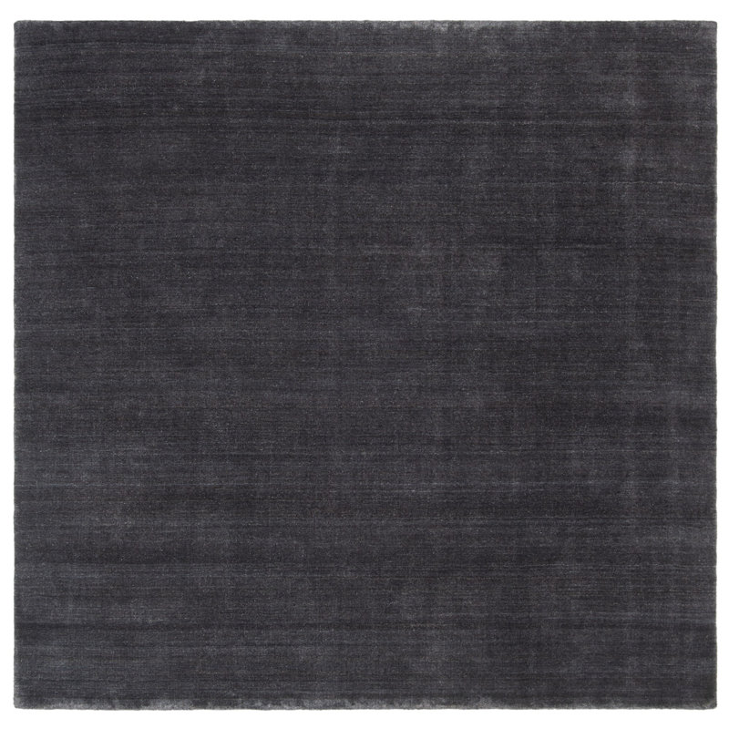 Addisyn Hand Tufted Wool/Cotton Solid Color Rug in Black, Square 6' x 6'