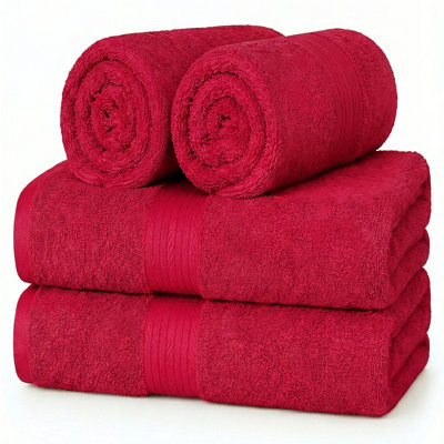 Ensemble de serviettes essuie-mains 100% coton absorbant et à séchage rapide 4 pièces