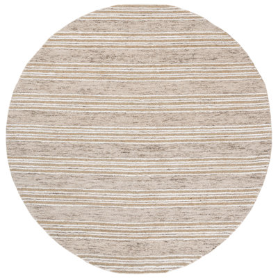 Pine 803 Hand Tufted Wool; Cotton; Latex Striped Rug in Ivory/Taupe