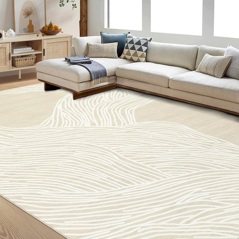 Plush Hallway Runner Rug – 350gsm Faux Lamb Wool, Machine Washable, Non-Slip, Modern Swimming Pattern for Entryway, Kitchen (Black & White)