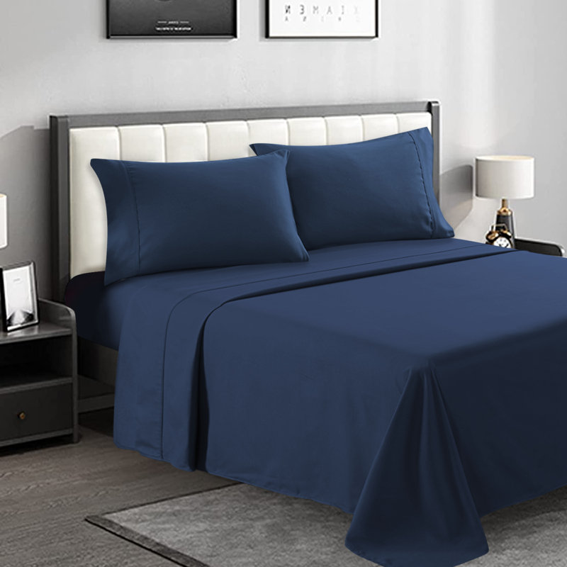 Sheet Set6 Microfiber Sheet Set, Queen Sheet Set + 1 Fitted Sheet +4 Pillowcases, Navy