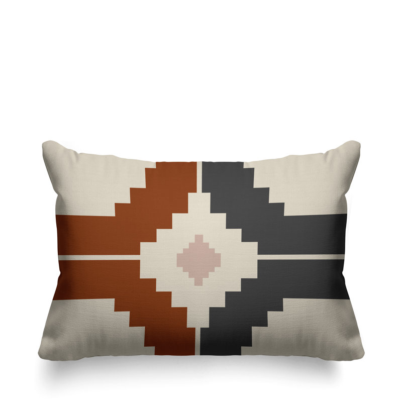 Coussin intérieur / extérieur Kele Southwestern, Orange brûlé
