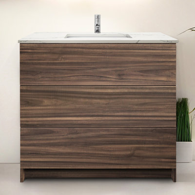 Gollu 37 " W Freestanding Standard Free Standing 1 Single Vanity Bathroom Vanity With Engineered Quartz Top