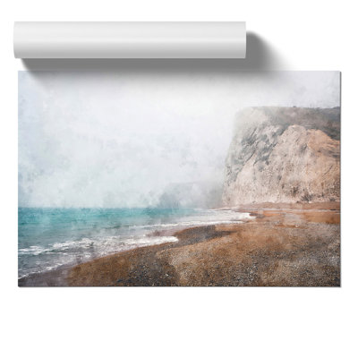 Beach and Cliffs Painting - Frameless Print