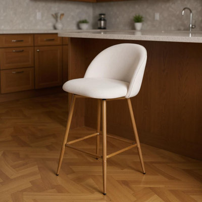 Chaise de bar pivotante à dossier bas 27 po beige et chêne