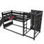 Lit mezzanine simple en métal avec glissade, panier de basketball, mur d'escalade et anneaux de traction, conception ludique pour enfants, noir-1834729599