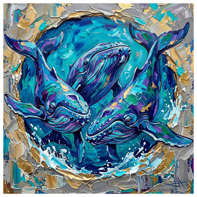 Blue Humpback Whales Painting Comforter