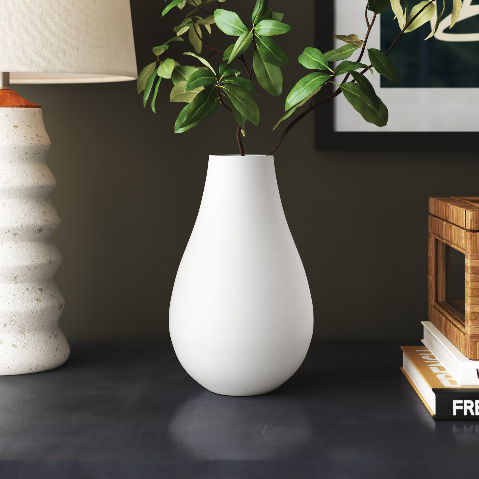 Jenny Large White Iron Table Vase, White
