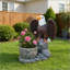 Statue de jardin debout aigle sur base en fausse pierre - Décoration rustique pour l'extérieur et la maison