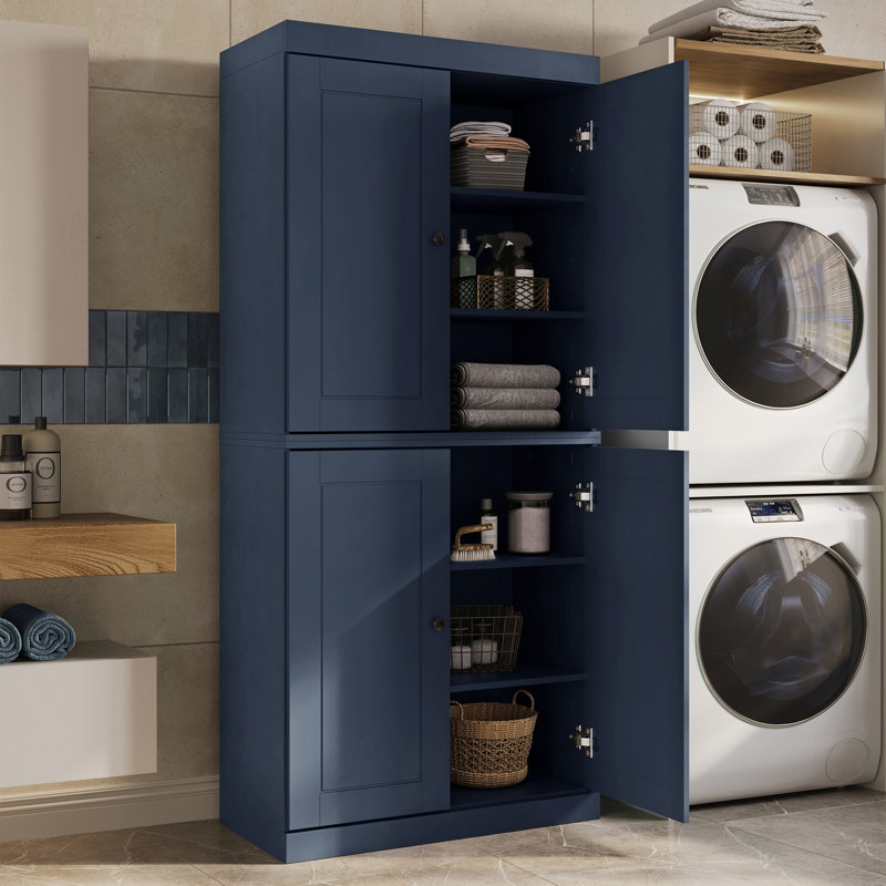 Armoire de rangement pour salle de bain et de buanderie 100% en bois massif Palace Imports, portes à panneaux surélevés, tablettes réglables, largeur 32 po, hauteur 71,5 po