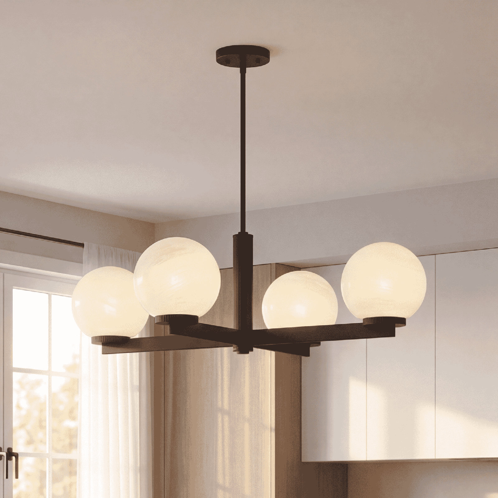 Claudette 4-Light Chandelier, Matte Black