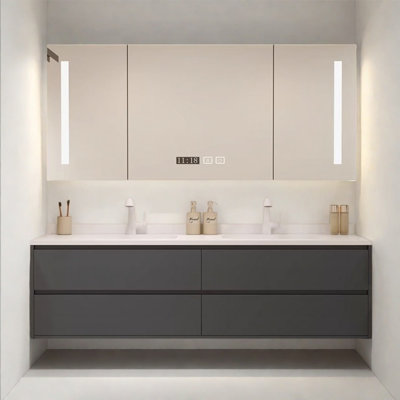 Seamless ceramic integrated bathroom cabinet