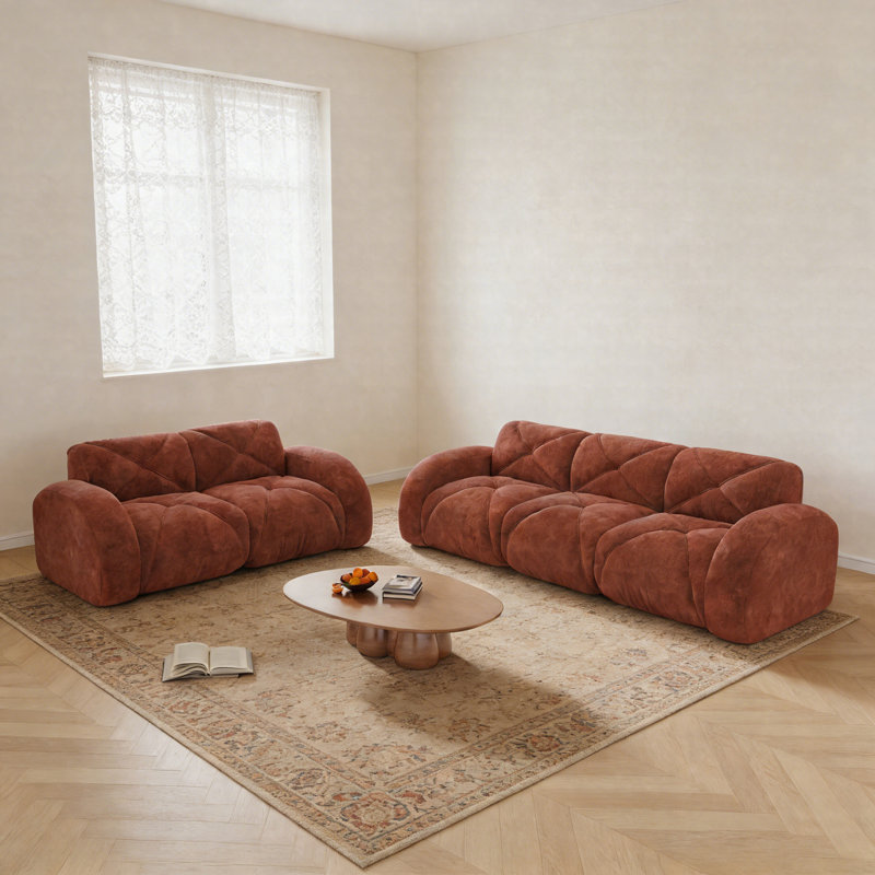 Ensemble de canapés modulaires en velours 2 pièces, canapé 5 places à assise profonde, 2 + 3 canapés confortables avec mousse 32D haute densité