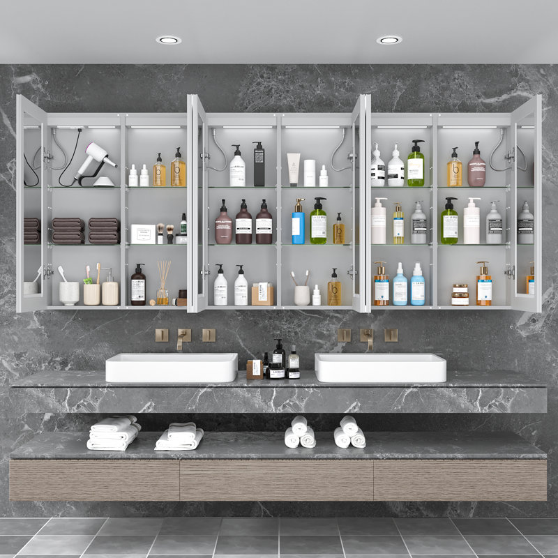 Pharmacie à DEL avec miroir, H 40 po x l 96 po x P 5,7 po