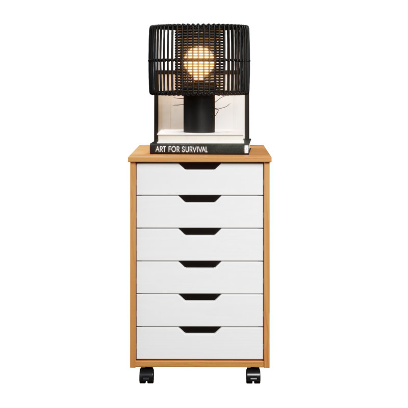 Kerrell 6 Drawer Storage Chest, White/Brown