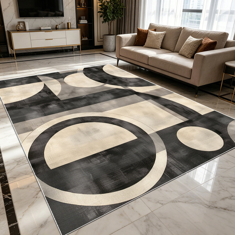 1PC Modern Geometric Abstract Distressed Neutral Tone area rugs for Living Room, Soft and Comfortable, Suitable for all seasons, easy-to-maintain, machine washable Indoor floor mat, Under Table Farmhouse suitable for dining room, bedroom, entryway,
