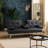 Gary Convertible Sofa With Fold-Down Table, Metal, Black Faux Leather-117559180
