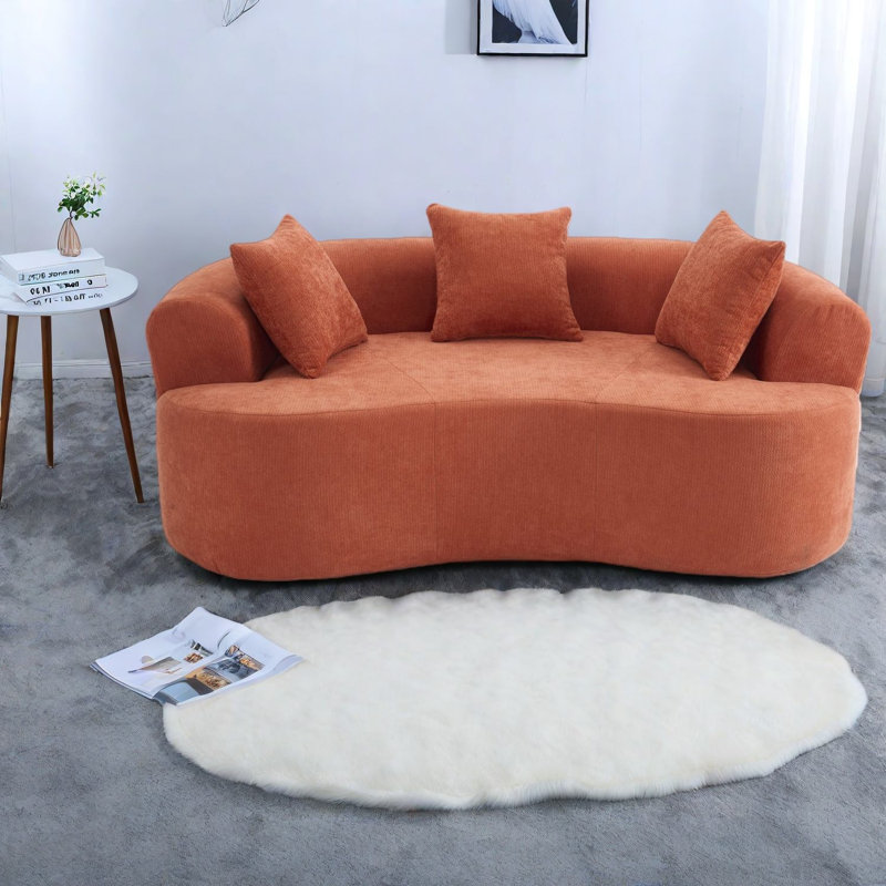 Canapé à compression, causeuse incurvée moderne en chenille de 67 pouces pour la maison