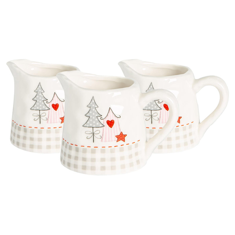 Nicola Spring - Patchwork Christmas Milk Jugs - 200ml - White