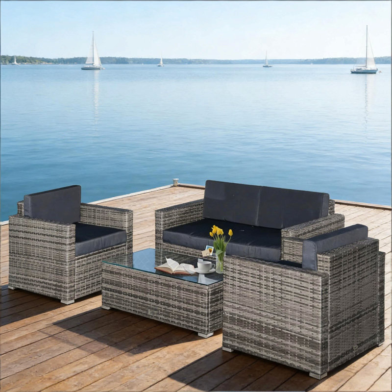 Ensemble modulaire d'extérieur en osier 4 pièces Conversation Furniture