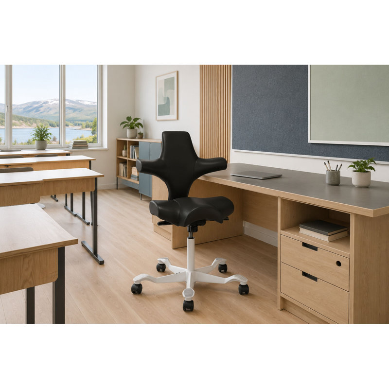 Fauteuil réglable en position assise / debout HœG Capisco, Sit-to-Stand, Blanc, Noir onyx