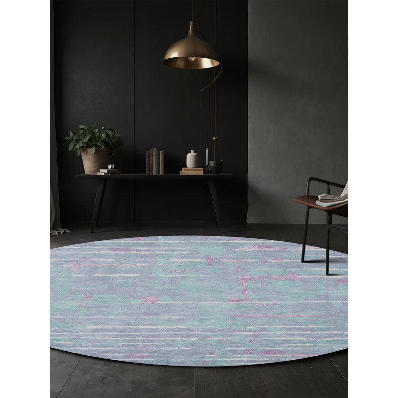 Machine Washable Gray Area Rug, Round 6'