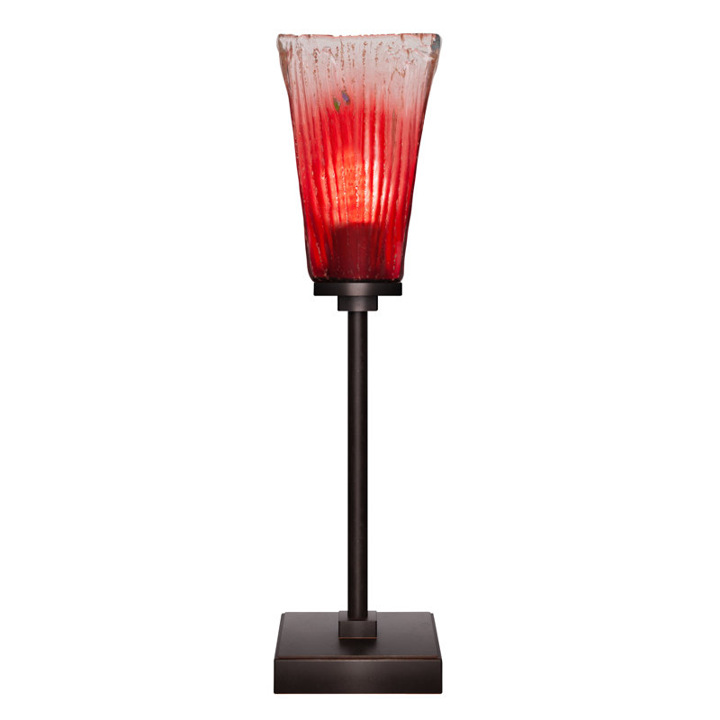 Lampe d'appoint avec verre 5 po Lannah, Rouge, Granit foncé