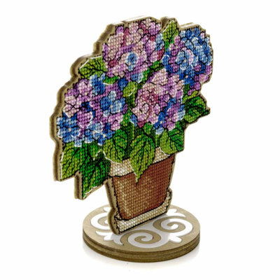 Cross-stitch kits on wood Hydrangea FLW-073