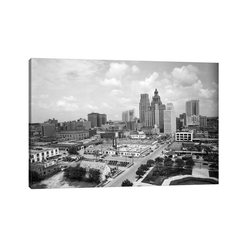 1940S Skyline of Business District of Houston Texas from City Hall 1 Piece Wrapped Canvas Wall Art
