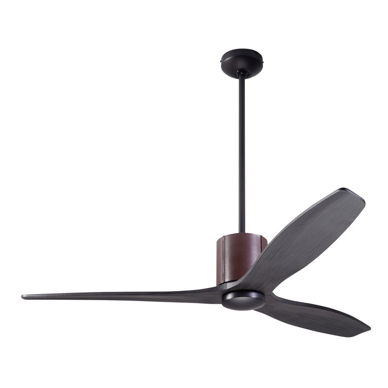 LeatherLuxe 54'' Ceiling Fan, Ebony, Wall Control, Dark Bronze/Chocolate