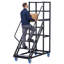 Échelle de rangement à 6 marches avec rampes de sécurité, escalier mobile en acier robuste avec roues verrouillables, escabeau anti-dérapant pour entrepôt, bibliothèque, marché