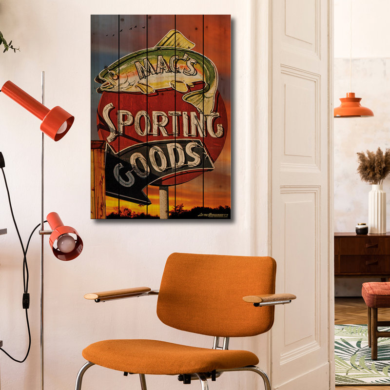 Impression d'art mural en bois - Articles de sport par Larry Grossman, H 26 po x l 18 po