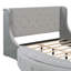 Lit plateforme tapissier en velours avec tête de lit à oreilles, 1 grand tiroir et 2 tabourets de rangement latéraux (gris)-1112428808
