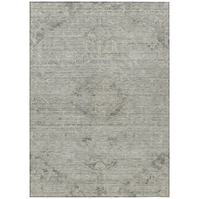 Machine Washable Indoor/Outdoor Chantille ACN1111 Pewter