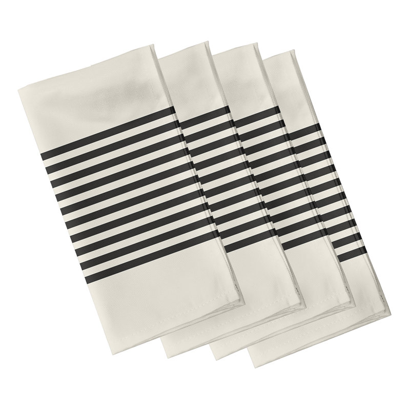 Verlene Polyester Striped Square Napkin, Black