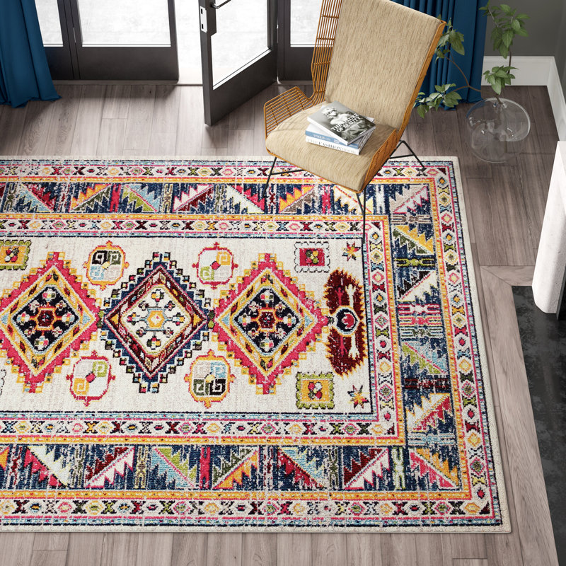 Onsted Mabel Power Loom Pink/Blue/Yellow Rug, Rectangle 229 x 290cm