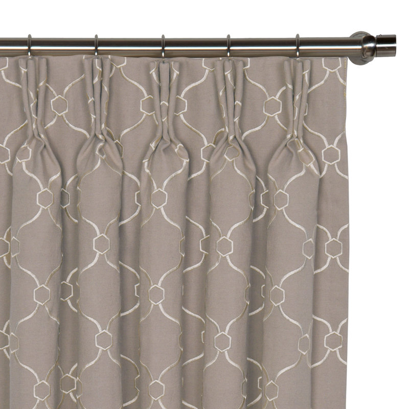Theodore Emboidery Room Darkening Curtain, 20" x 84", Buff