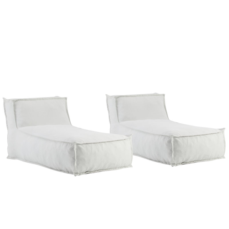 Ramona Outdoor Bean Bag Lounge Chair, Light Grey, Set Of 2